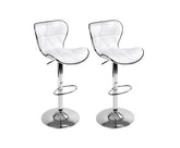 Set of 2 PU Leather Bar Stools - White